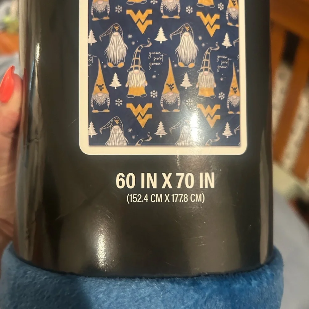 NWT Super Plush WVU Mountaine Blue and Yellow Throw Blanket for Ultimate Comfort